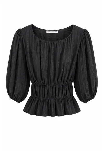 Bluza dama - peplum - negru - lyocell si viscoza