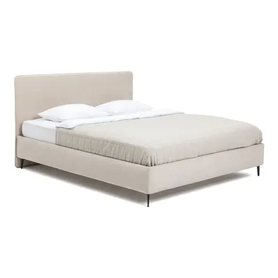 Pat matrimonial bej tapițat cu somieră 160x200 cm Noira Slim – Bonami Selection