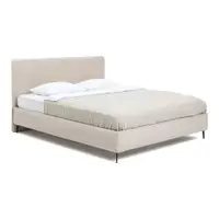 Pat matrimonial bej tapițat cu somieră 160x200 cm Noira Slim – Bonami Selection