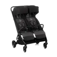 Carucior gemeni pliabil Twinside, Jane, Pliere rapida cu o mana, De la nastere pana la 22 Kg, Cu huse pentru ploaie, Spatare independente, Cu suspensii, Conform cu EN 1888-2:2018+A1:2023, Coal