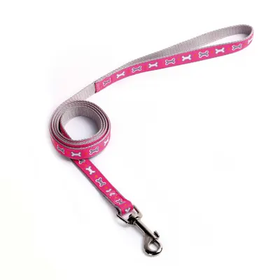 Lesa nylon, roz, cu decor os, lungime 120 cm, latime 1.9 cm