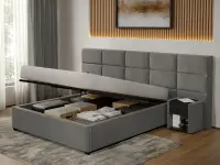 Pat Tapitat Cico de 190 rabatabil 287 x 114 C2 din piele/stofa Gri - Falcone 21 180x190