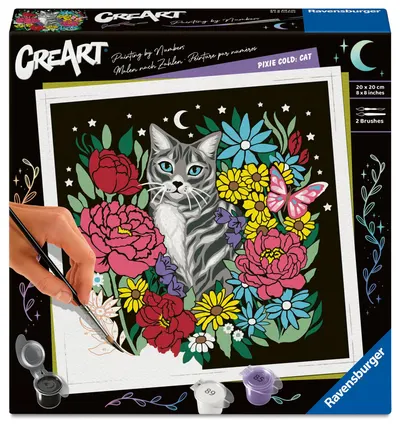Set de pictură pe numere Ravensburger CreArt - Pixie - pisică mistică