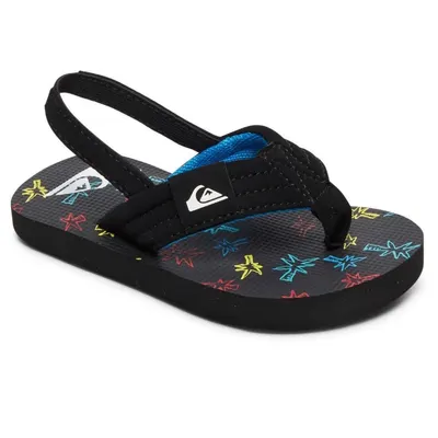Șlapi copii Quiksilver Molokai pentru vară cu bandă elastică negri