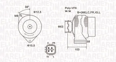 Alternator (12V, 70A) HONDA CIVIC VII, CIVIC VIII, FR-V 1.4-1.8 dupa 2000