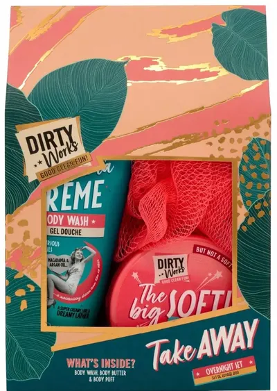 Dirty Works Set de cadou Take Away, 2 piese + Burete de baie