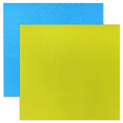 Covoraș puzzle pentru copii Raya Toys – 100 x 100 cm, 1 bucată, albastru/galben