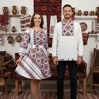 Set Cuplu 645 Camasa Traditionala si Rochie Stilizata cu motive traditionale
