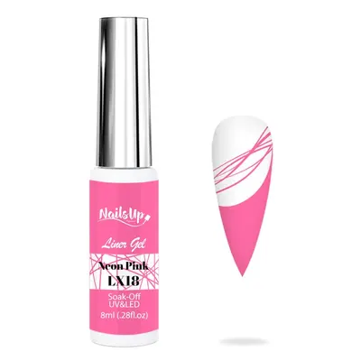 Gel NAILSUP Liner LX18 Neon Pink 8ml pentru Pictură, Nail Art și Linii Fine