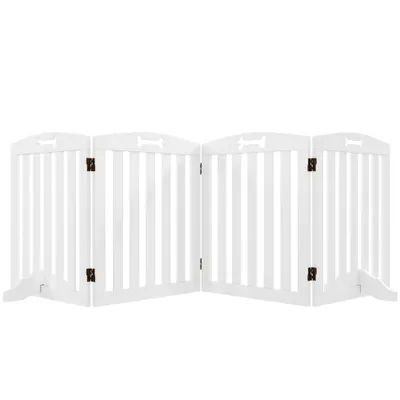 PawHut Barieră de Siguranță pentru Câini Autoportantă cu Picioare de Susținere, pentru Uși, Coridoare, Scări, 207,5 x 30 x 61 cm, Alb | Aosom Romania