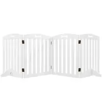 PawHut Barieră de Siguranță pentru Câini Autoportantă cu Picioare de Susținere, pentru Uși, Coridoare, Scări, 207,5 x 30 x 61 cm, Alb | Aosom Romania