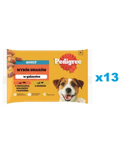 PEDIGREE Adult 52x100g plicuri hrana caine, cu vita, ficat si pasare in aspic