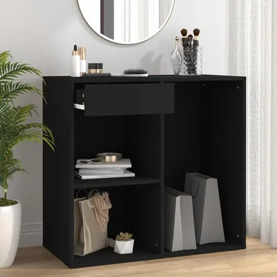 vidaXL Dulap pentru cosmetice, negru, 80x40x75 cm, lemn prelucrat