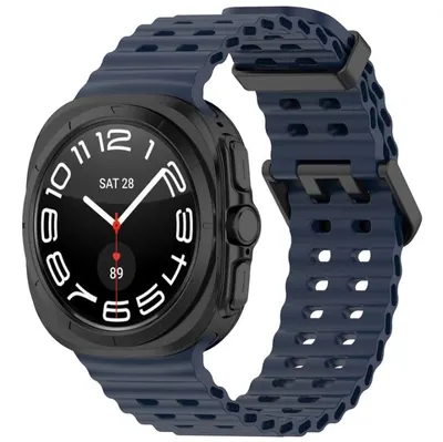Curea Ocean Wave, Design Sport, Compatibila Samsung Galaxy Watch Ultra 47mm, Silicon, Bleumarin Engros