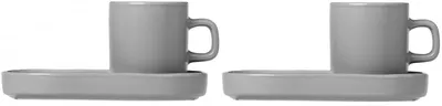 Set 2 cești pentru espresso Blomus - Pilar, 50 ml, gri deschis