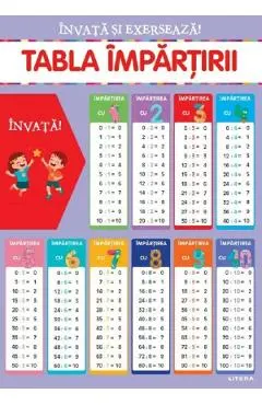 Invata si exerseaza! Tabla impartirii + exercitii. Planse educationale