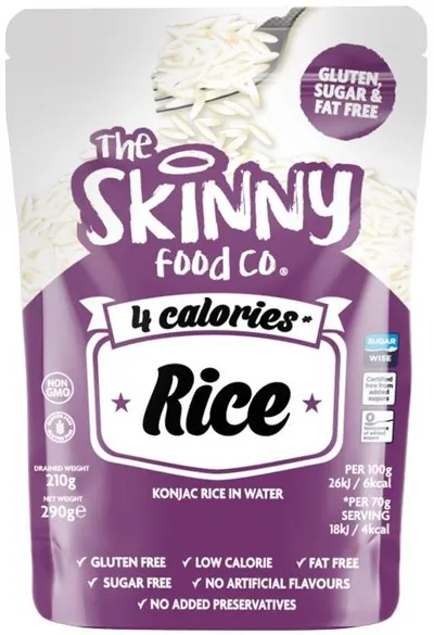 4 Calories Konjac Skinny Rice, 290 g, Skinny Food Co