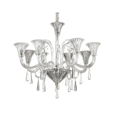 candelabru Santa, 8 becuri, dulie E14, D:900 mm, H:900/1600 mm, Transparent