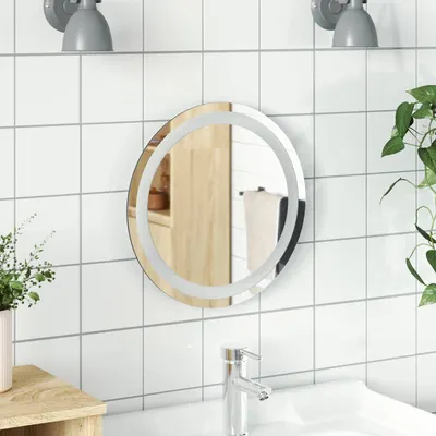 vidaXL Oglindă de baie cu LED Transparent Ø 40 cm sticlă securizată