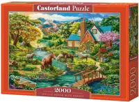 Puzzle Castorland din 2000 piese - Casă idilică cu cai