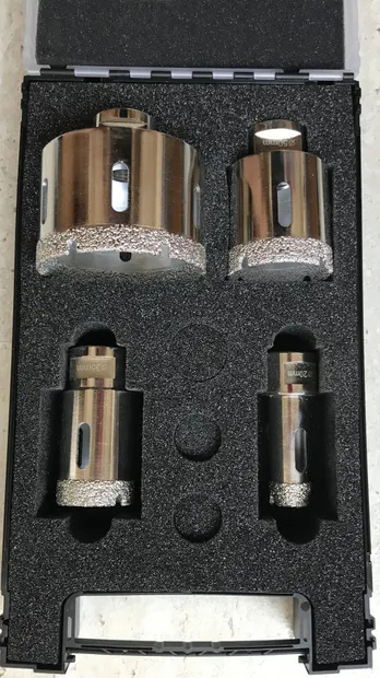 Set carote diamantate pt. gresie portelanata & piatra - diam. 20, 35, 50, 75mm Super Premium - DXDH.80407.S20-75.Set