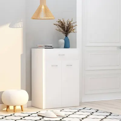 vidaXL Pantofar, alb, 60x35x84 cm, lemn prelucrat