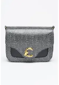 Geanta crossbody din piele cu imprimeu C-Me - Negru/Alb optic