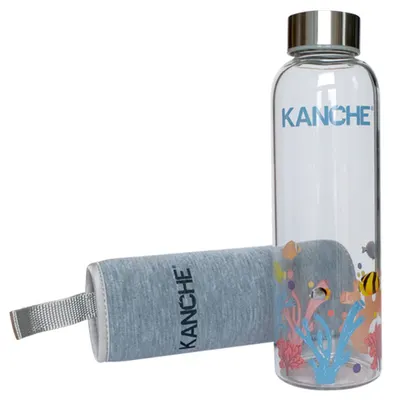 Sticla de apa Kanche - fundul marii, din sticla, 500 ml.