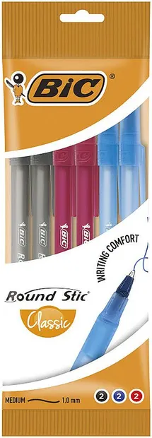 Set de pixuri BIC Round Stic Classic - 1.0 mm, 6 bucăți