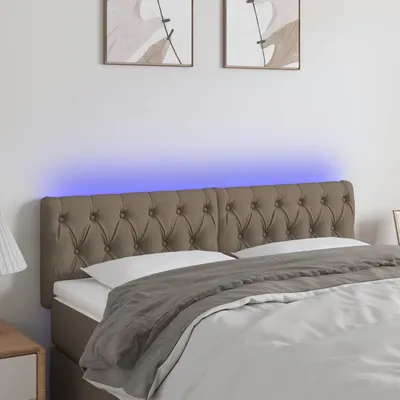 vidaXL Tăblie de pat cu LED, gri taupe, 160x7x78/88 cm, textil