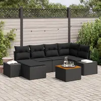 Gossi set de canapea de gradina cu perne negru poliratan acacia