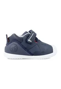 Pantofi sport cu talpa wedge si inchidere velcro - Alb/Coral/Bleumarin