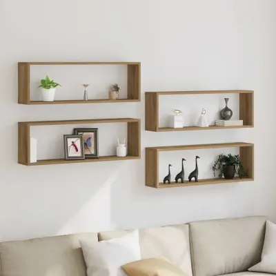 vidaXL Șemele de perete 4 buc. Stejar artizanal 80 x 15 x 26 cm