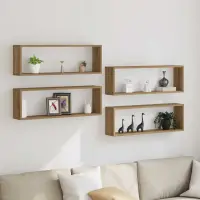 vidaXL Șemele de perete 4 buc. Stejar artizanal 80 x 15 x 26 cm