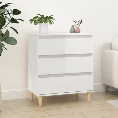 Gossi servanta, alb extralucios, 60x35x70 cm, lemn prelucrat