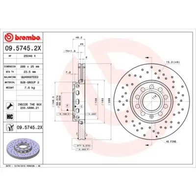 Disc frana BREMBO 09.5745.2X