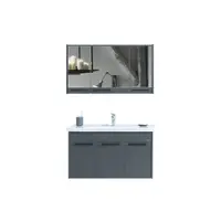 Set mobilier baie Sofia suspendat 3 piese gri inchis 100 cm