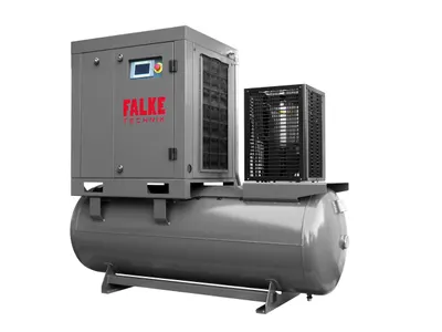 Compresor de aer profesional cu surub cu uscator de aer - 15kW, 2150 L/min, 8-10-13bari - Rezervor 500litri - Falke-FKVTG-KS-15-500LCOMBO