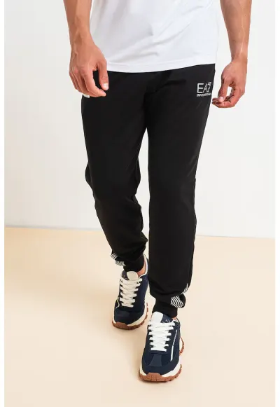 Pantaloni de trening cu snur de ajustare in talie - Negru/Argintiu