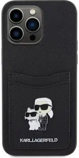 Husă Karl Lagerfeld - PU Saffiano Card Slot Metal, iPhone 15 Pro, negru