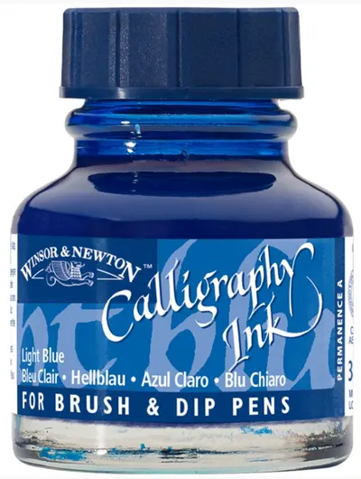 Cerneală de caligrafie Winsor & Newton - Albastru deschis, 30 ml