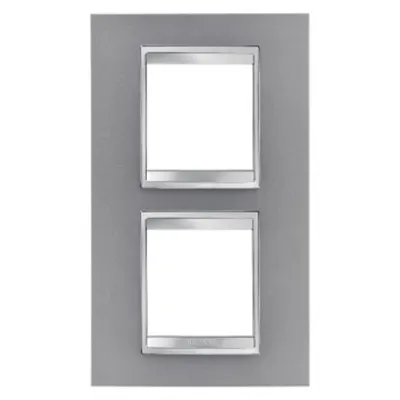 Placa ornament CProiector HORUS LUX international - IN PAINTED TECHNOPOLYMER - 2+2 modul VERTICAL CENTRE DISTANCE 71mm - TITANIUM - CProiector HORUS