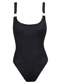 Costum de baie intreg cu inele decorative - Negru