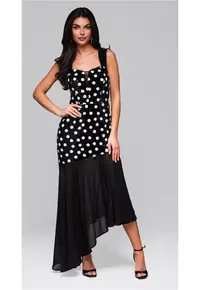Rochie eleganta asimetrica cu aplicatii si fusta vaporoasa LA-OM-DLR245 - Negru