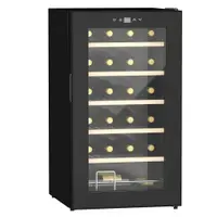 HOMCOM Frigider de Vinuri pentru 24 de Sticle de Sine Statator cu Usa de Sticla Frigider de 65 de litri cu o Singura Zona de Racire a Vinurilor cu Comenzi Digitale cu Ecran Tactil si Lumina LED Negru | Aosom Romania