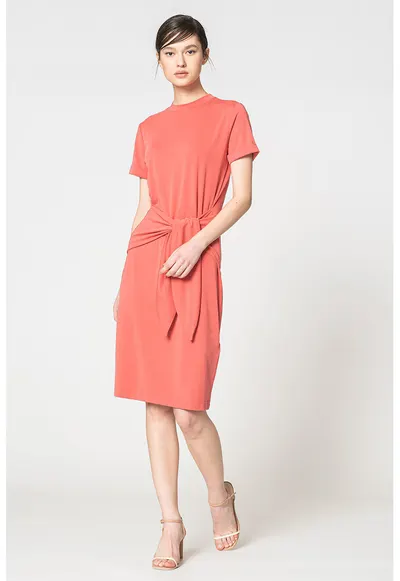 Rochie midi din amestec de modal cu cordan - Coral