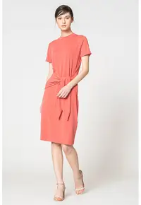 Rochie midi din amestec de modal cu cordan - Coral