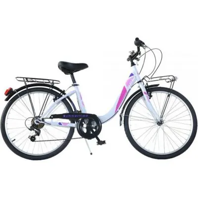 Bicicleta copii 11 ani+, 26 inch, City Summertime Alb, Dino Bikes DB604R05WH
