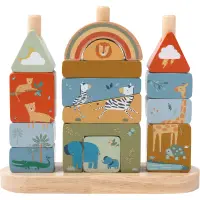 2Kids Toys Shape-Fitting Blocks Safari cuburi din lemn 12m+ 16 buc