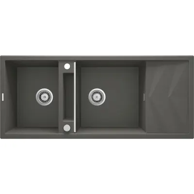 Chiuveta bucatarie compozit doua cuve si picurator, antracit metalic, Deante Magnetic